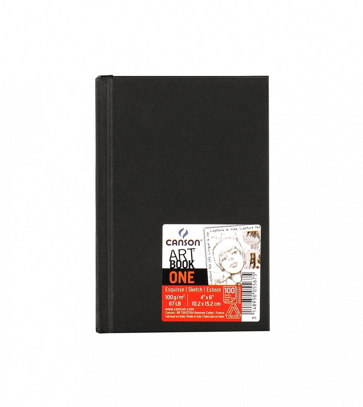CANSON Art Book One Sketchbook, 100 g/m², 98 Sheets, 10.2 x 15.2 cm, Hard Cover