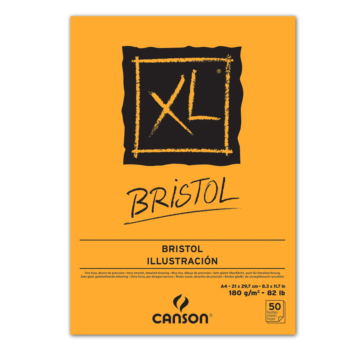 CANSON Bristol Drawing Pad, 180 g/m², A4, Glued, 50 Sheets