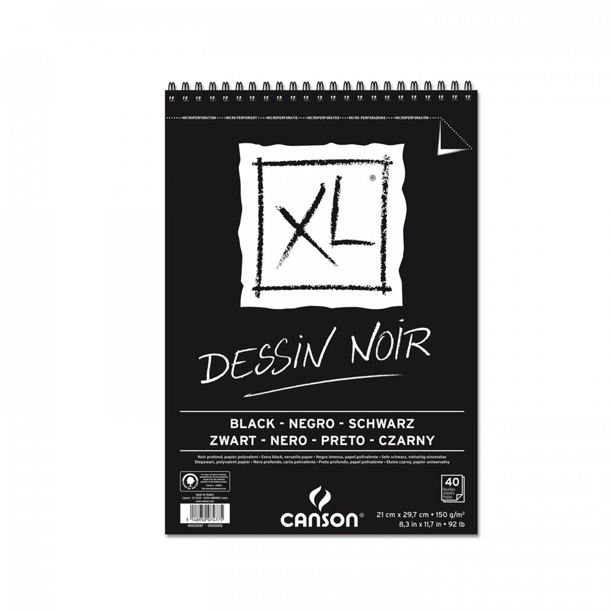 CANSON Canson XL Dessin Black Sketchpad A4 150 gsm - 40 Sheets