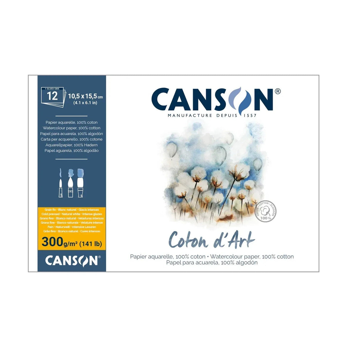 CANSON Coton d'Art Watercolour Pad CP 300 g/m² 10,5 x 15,5 cm - 12 sheets