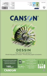 CANSON Dessin Drawing Pad A4 160 g, 15 Sheets