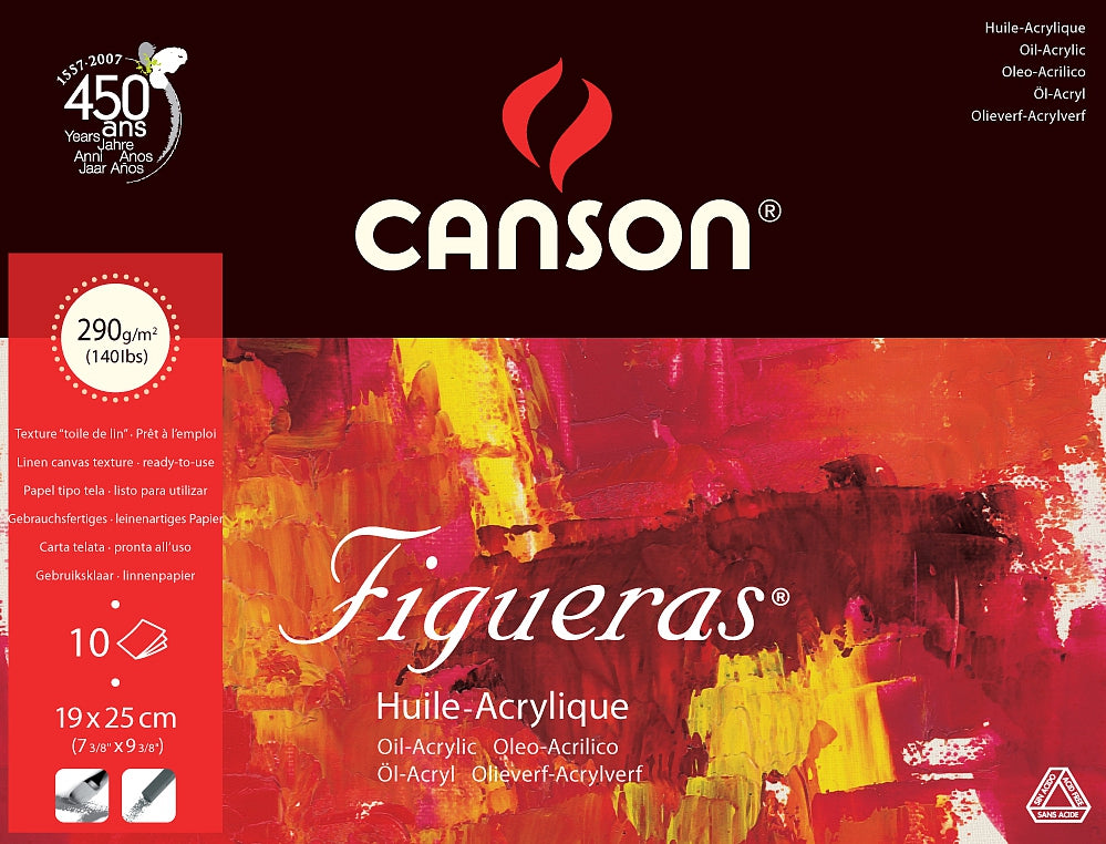 Canson Figueras Oil and Acrylic Pad, 290 g, 10 Sheets, 33 x 41 cm