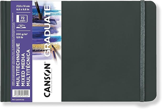 Canson Graduate Art Book Mix Media Sketchbook, 200 g/m², 72 Sheets, 14 x 21.6 cm, Hardcover