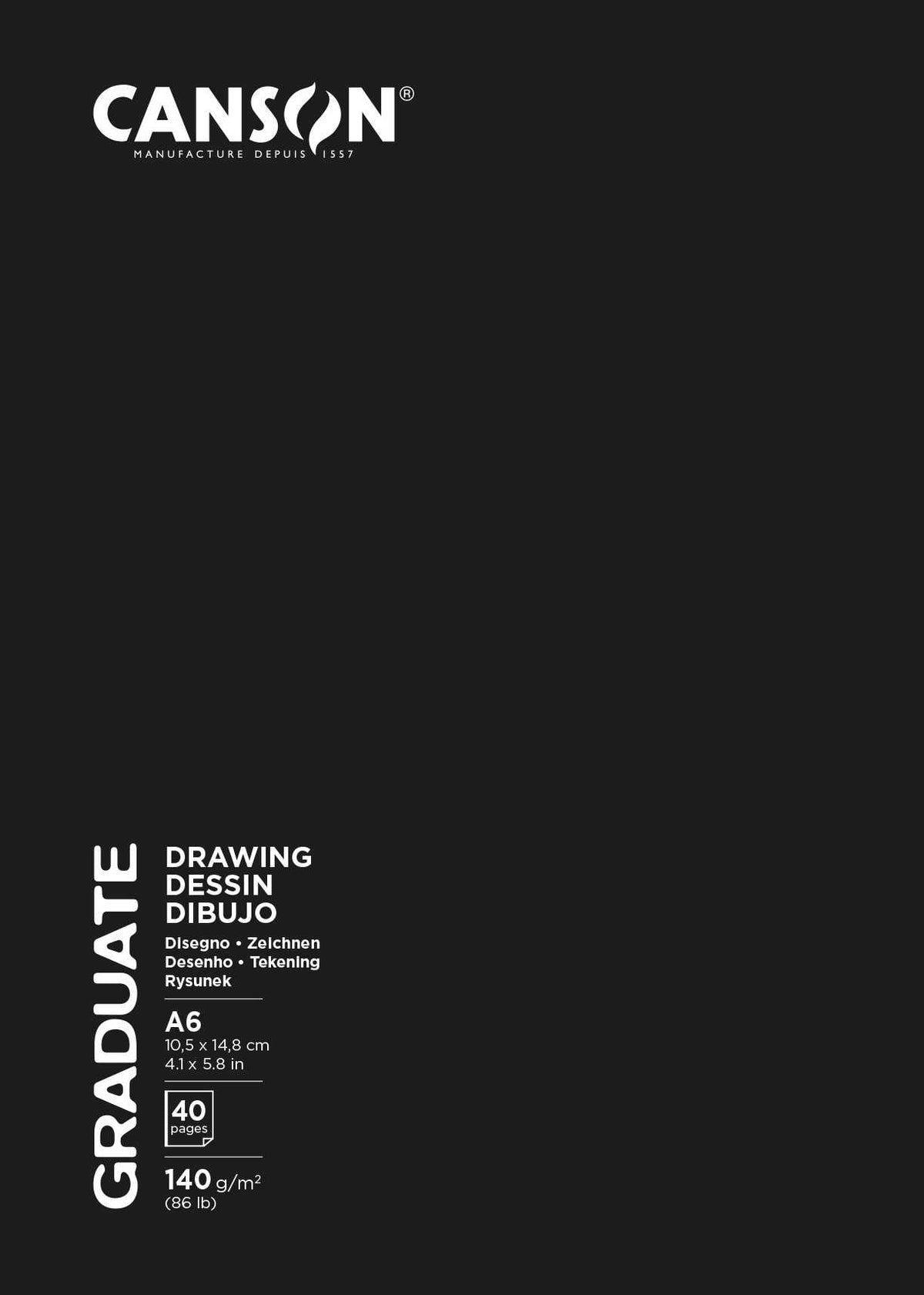 Canson Graduate Art Book Sketch & Draw Sketchbook, 140 g/m², A6, 40 Sheets, Hardcover
