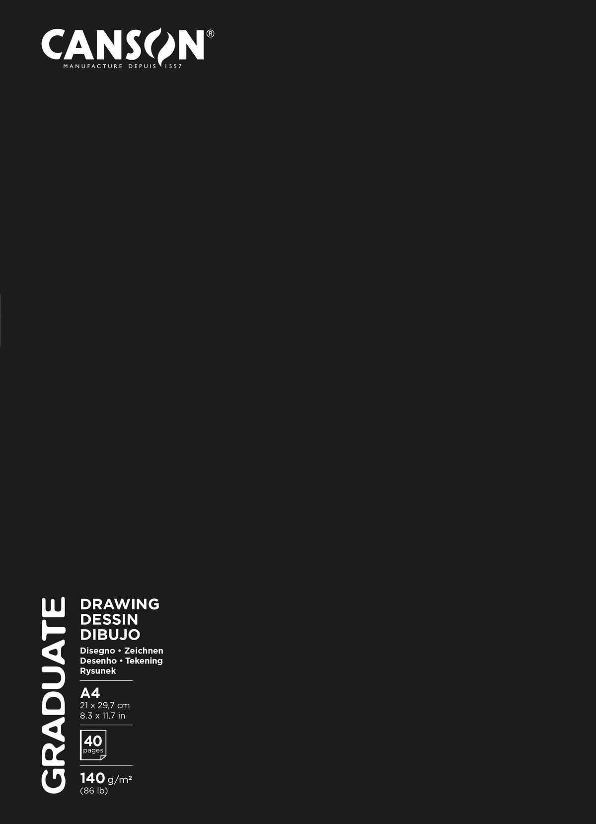 CANSON Graduate Art Book Sketch & Draw Sketchbook, 140 g/m², A4, 40 Sheets, Hardbound