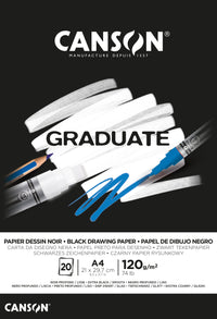 Canson Graduate Black Sketchbook, 120 g/m², A4, Glue-Bound, 20 Sheets