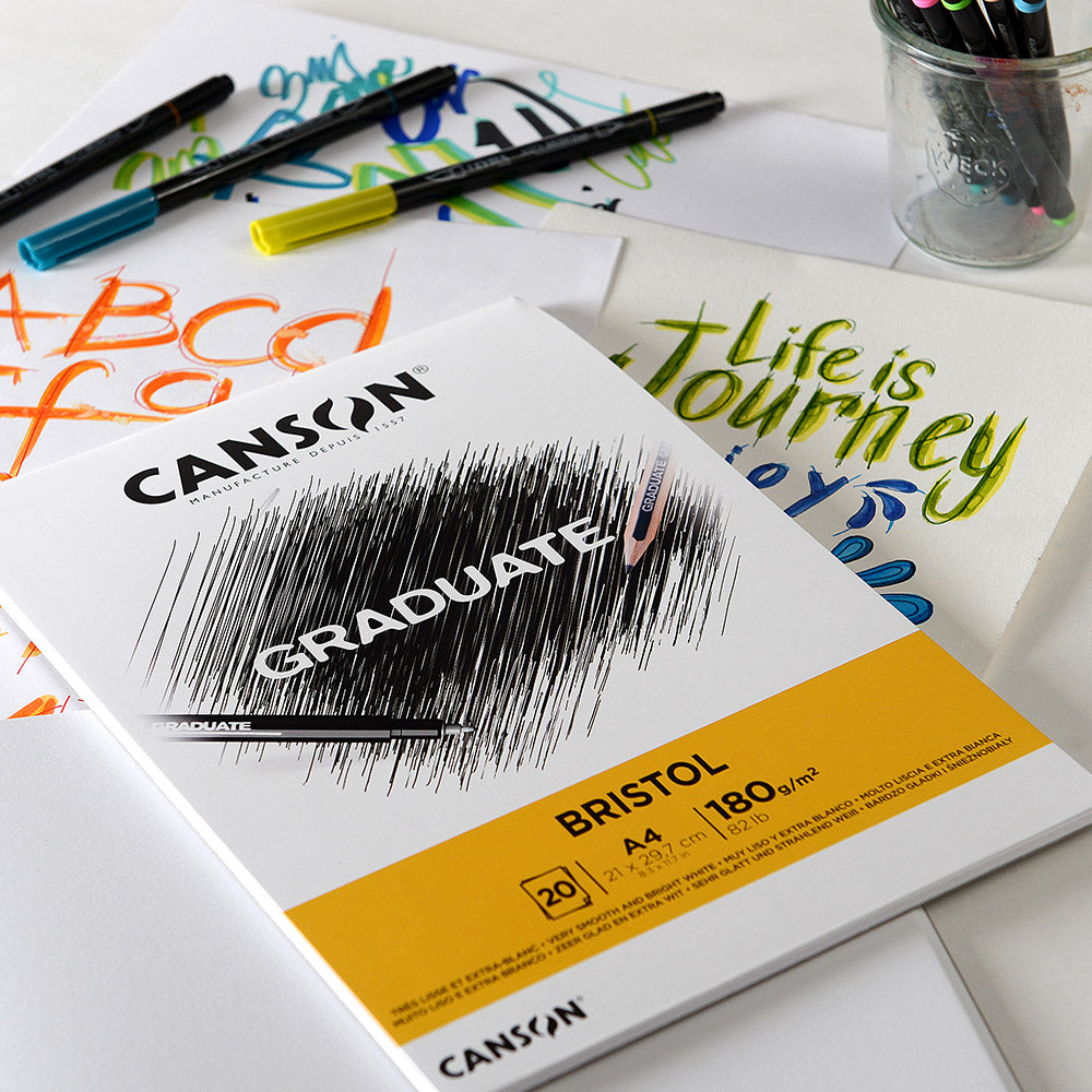 CANSON Graduate Bristol Drawing Pad, 180 g/m², A4, 20 Sheets, Glue-Bound