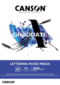 Canson Graduate Lettering Mix Media Pad 200 g/m² - 20 sheets, A4