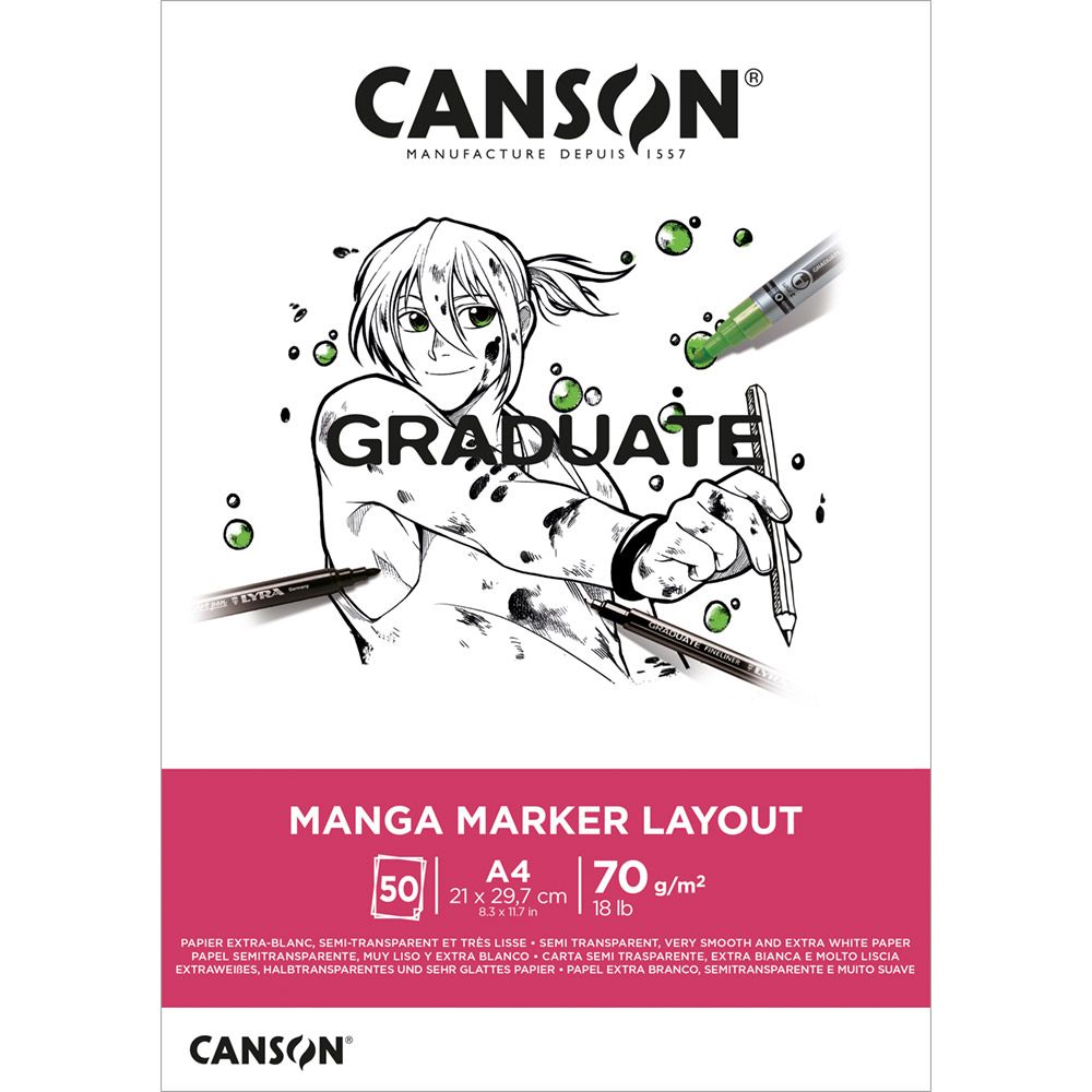 Canson Graduate Manga Pad 200 g/m², 30 sheets, A4, glued