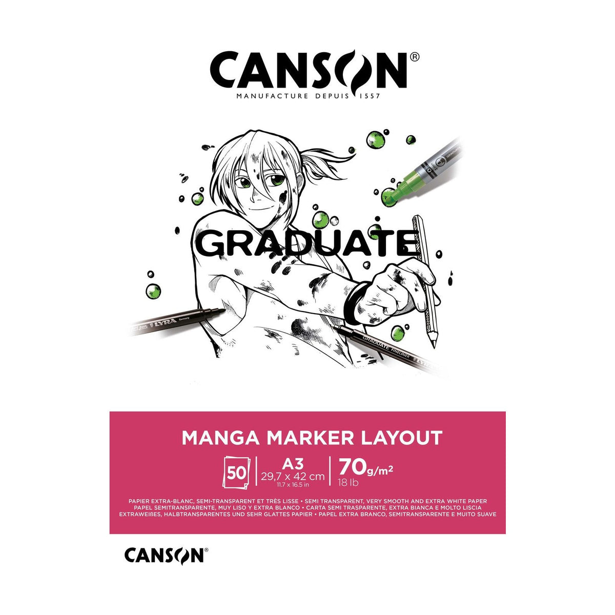 CANSON Graduate Marker Pad 70 g/m² A3 - 50 Sheets