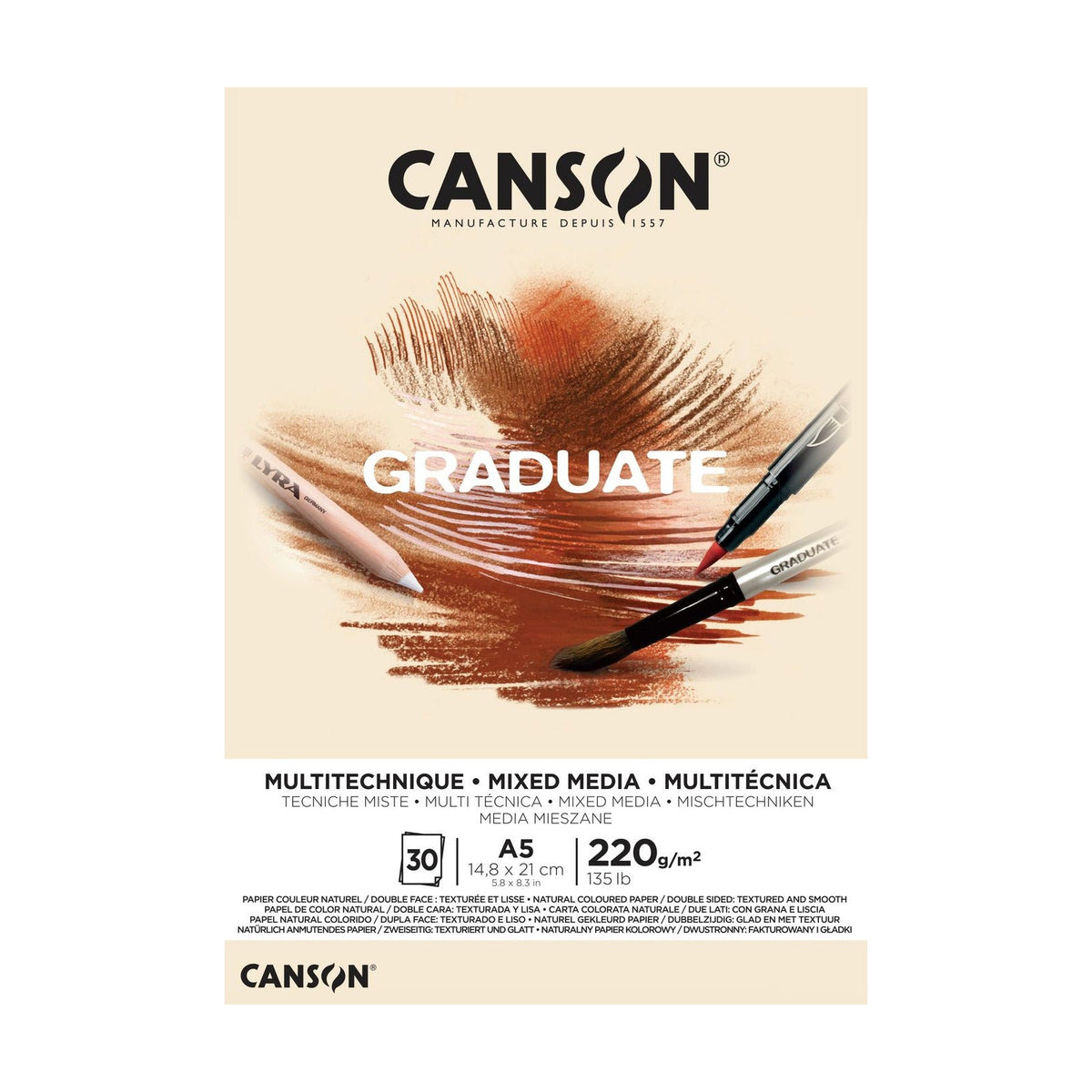 CANSON Graduate Mix Media Pad Natural A5 220 g - 30 sheets