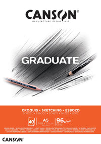 CANSON Graduate Sketchbook, 96 g/m², 40 Sheets, A5, Glued