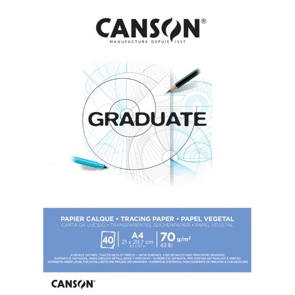 CANSON Graduate Tracing Paper Pad A4 Glued 72 gsm - 40 Sheets