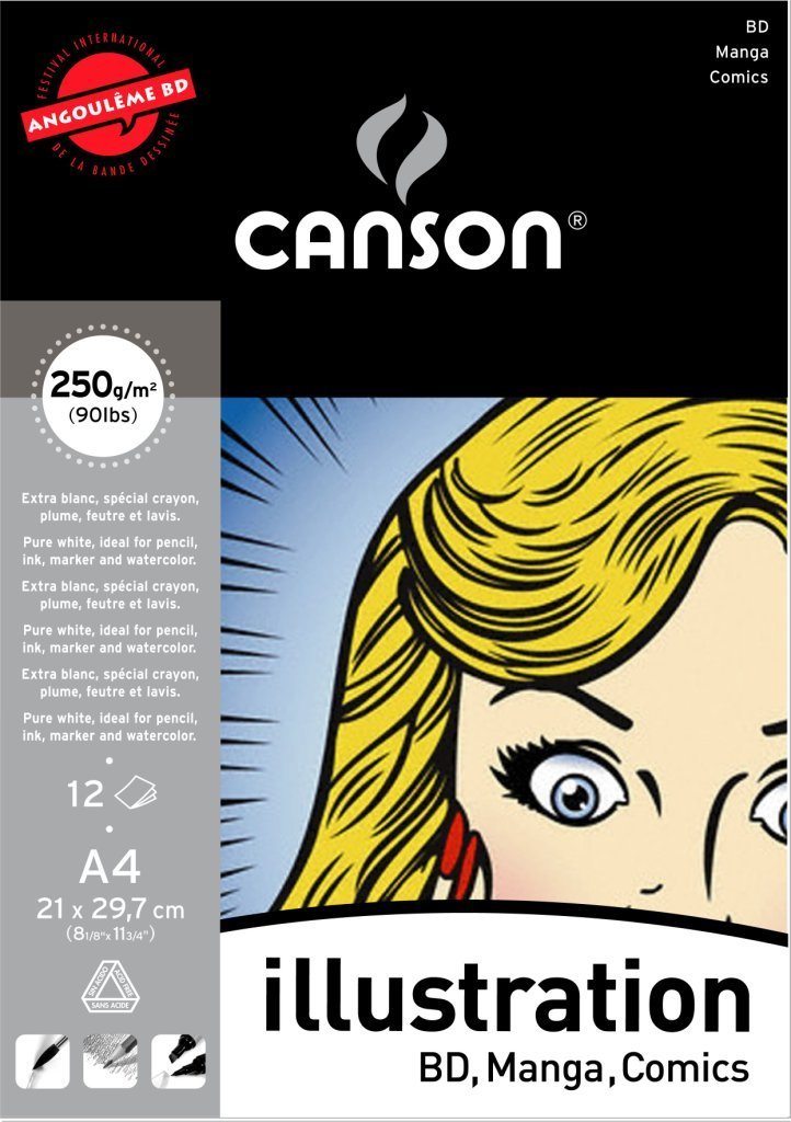 CANSON Illustration Pad 250 g/m² 12 Sheets A4, Glued