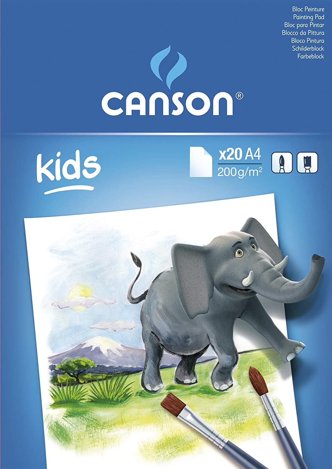 CANSON Kids Drawing Pad, 200 g/m², 20 Sheets, A4, Glued