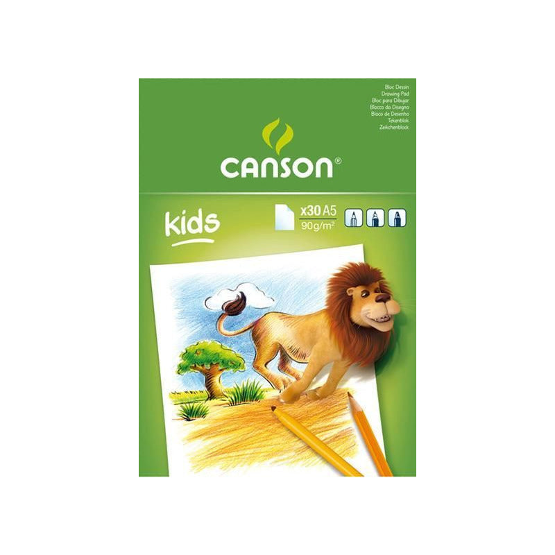 CANSON Kids Sketchbook, 90 g/m², 30 Sheets, A5–A4 Format