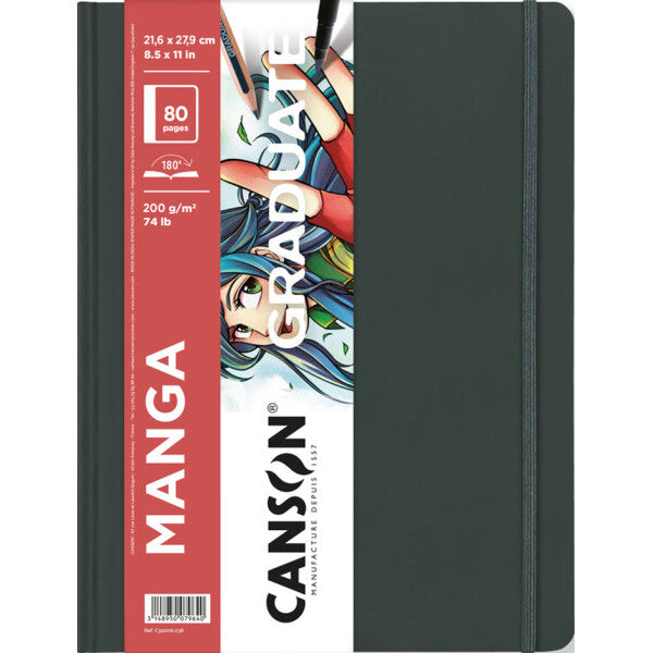 Canson Manga Sketchbook Graduate Art Book, 200 g/m², 80 Sheets, 21.6 x 27.9 cm, Hardcover