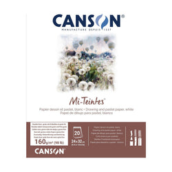 CANSON Mi-Teintes Glued Pastel Pad 160 g/m² 24 x 32 cm – 20 sheets, White