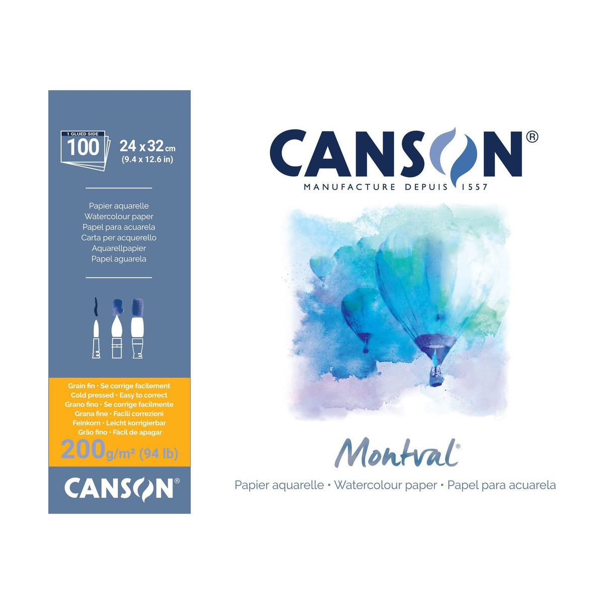 CANSON Montval Watercolor Pad CP 200 g, 24 x 32 cm - 100 Sheets