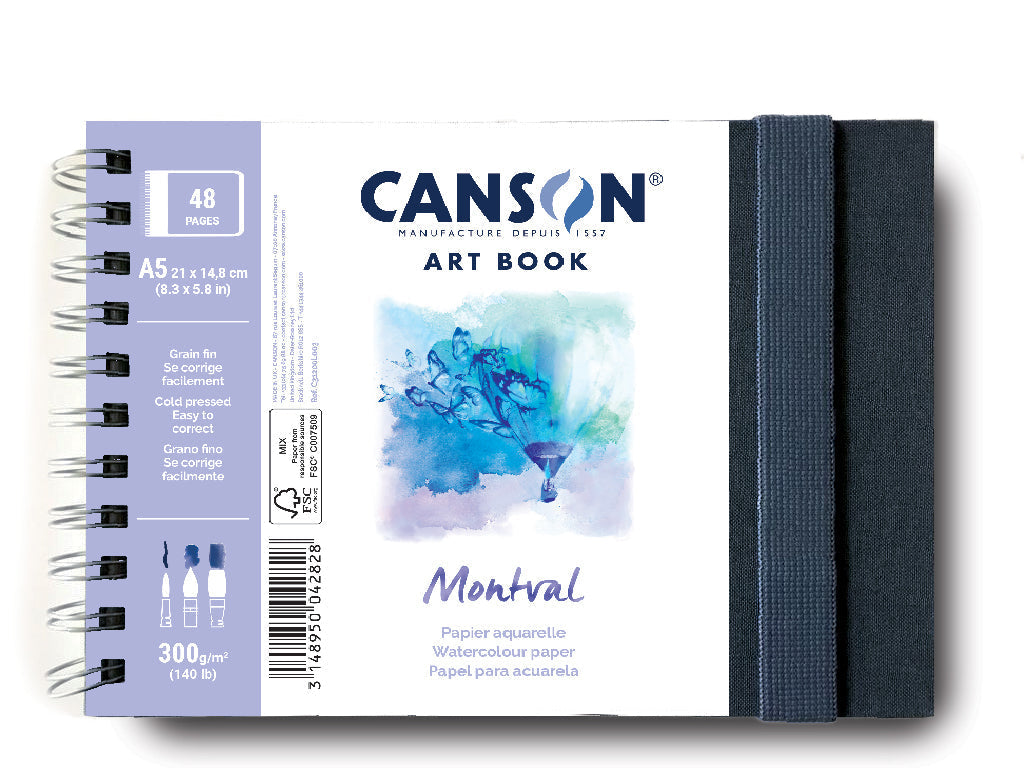 CANSON Montval CP 300 g/m² Watercolor Pad, 48 Sheets, A5, Hardcover