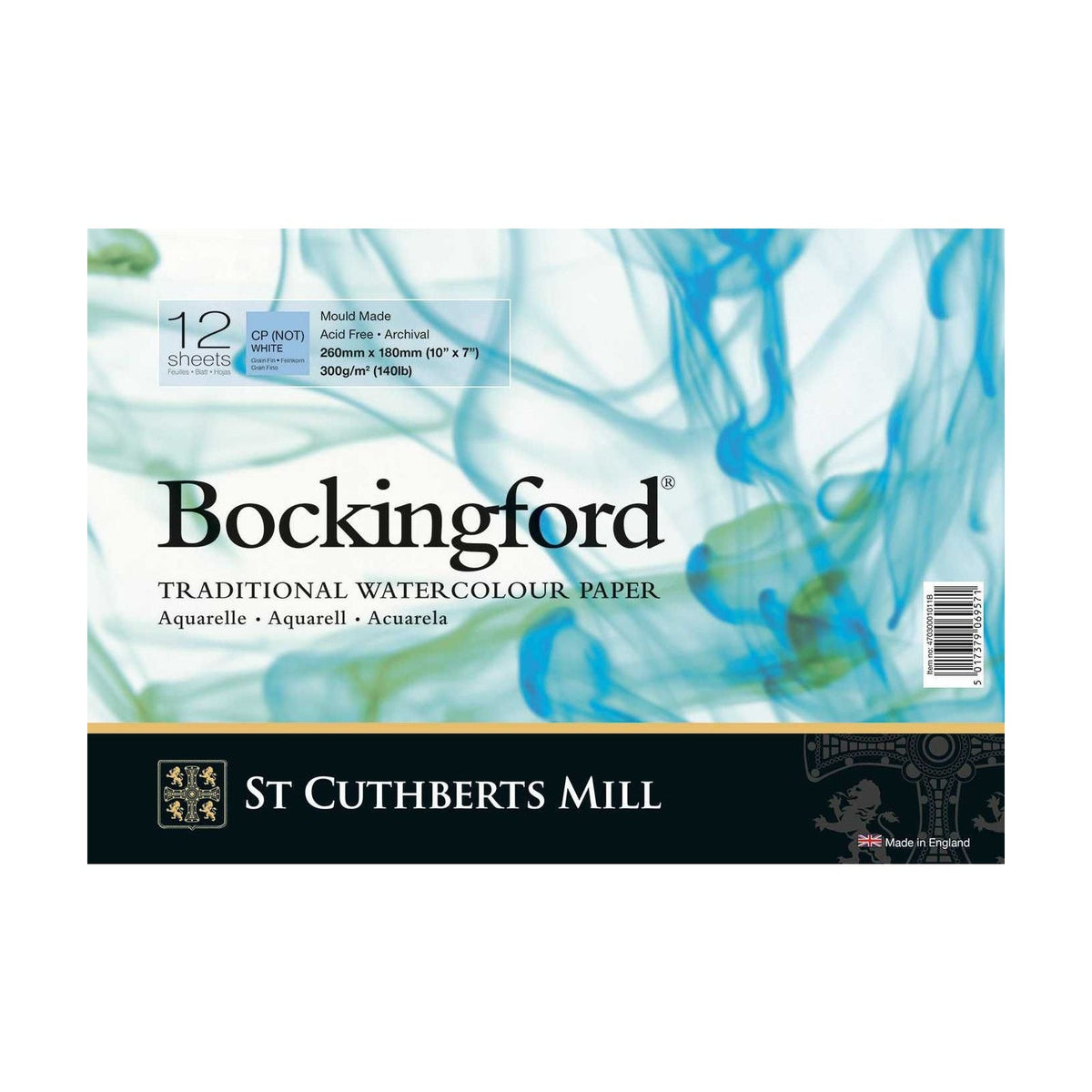 CANSON St Cuthberts Mill Bockingford Watercolor Pad 300 g/m² 12 Sheets Wire-O 18 – 41 cm