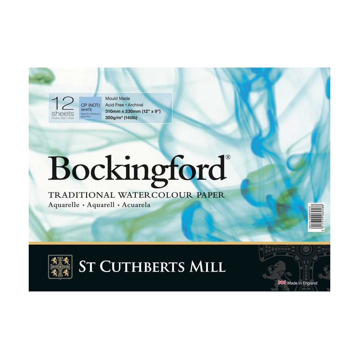 CANSON St Cuthberts Mill Bockingford Watercolor Pad 300 g/m² 12 Sheets Wire-O 18 – 41 cm