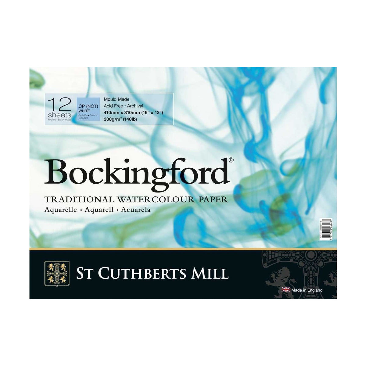 CANSON St Cuthberts Mill Bockingford Watercolor Pad 300 g/m² 12 Sheets Wire-O 18 – 41 cm
