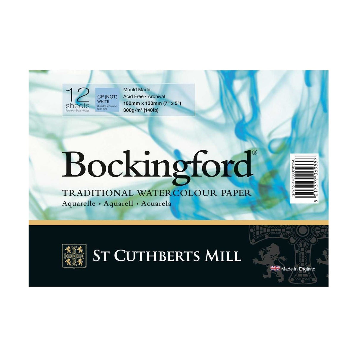 CANSON St Cuthberts Mill Bockingford Watercolor Pad 300 g/m² 12 Sheets Wire-O 18 – 41 cm