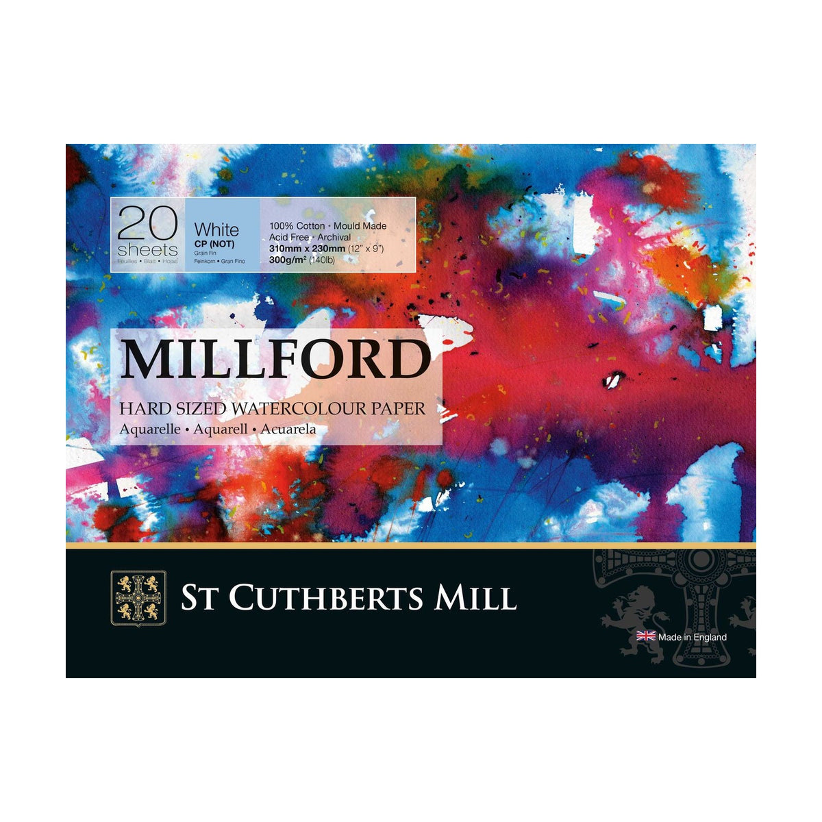 CANSON St Cuthberts Millford Watercolor Pad, Fine Grain, 300 g, 20 Sheets, 31 to 41 cm
