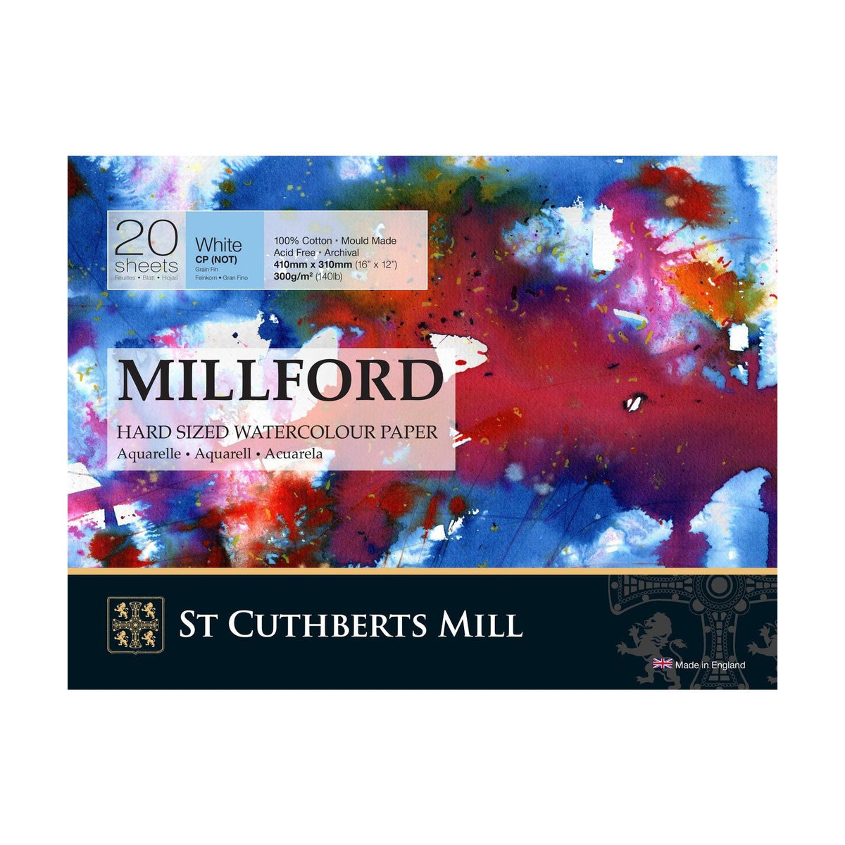 CANSON St Cuthberts Millford Watercolor Pad, Fine Grain, 300 g, 20 Sheets, 31 to 41 cm