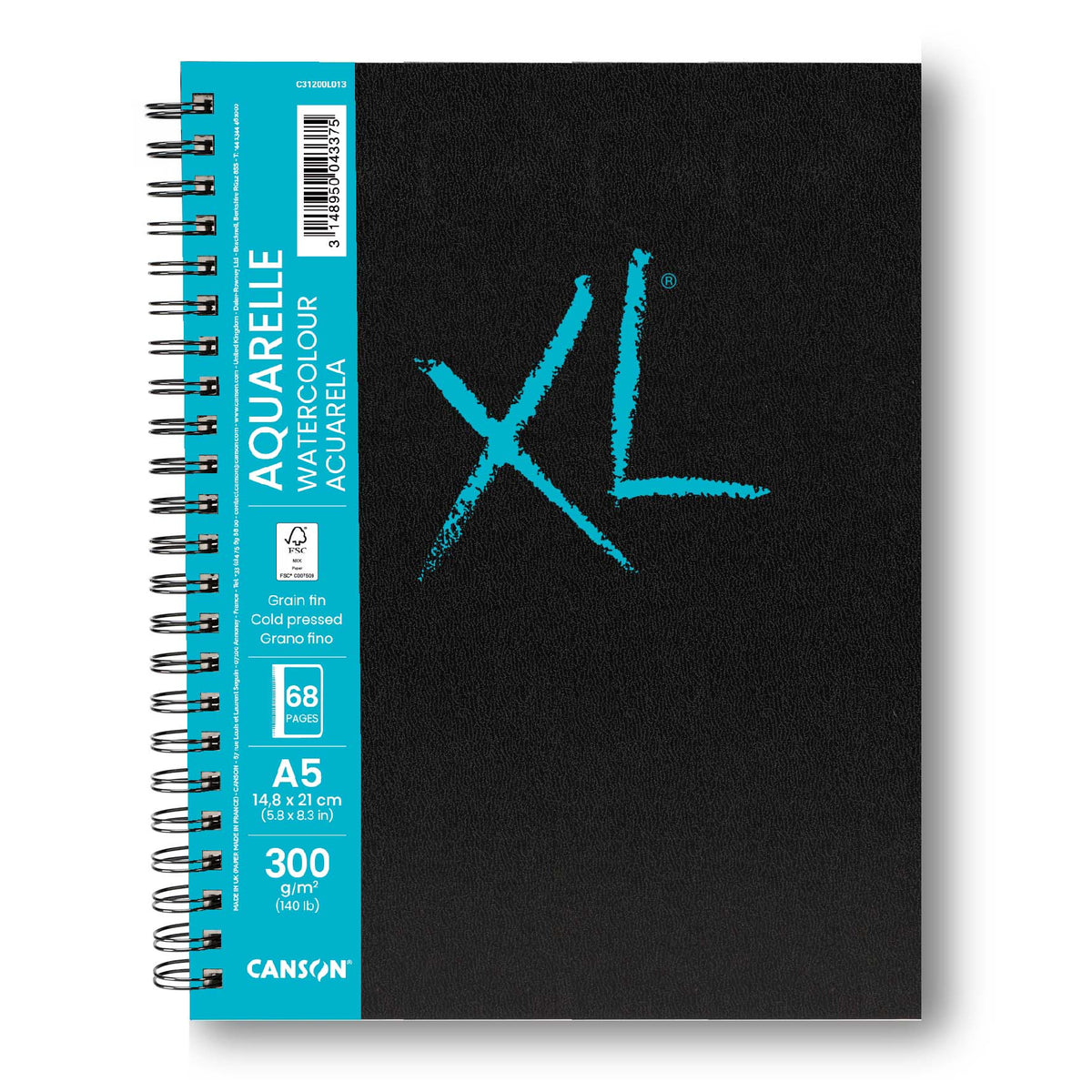 CANSON XL Aquarelle A5 Watercolor Pad, 300 g, 34 Sheets, Spiral-Bound