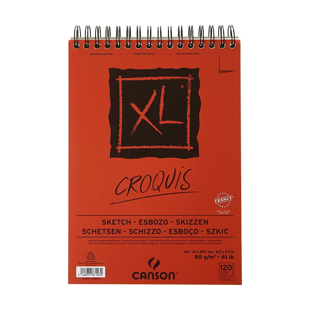 CANSON XL Croquis Sketch Pad A4 90 g/m² - 120 Sheets, Top Spiral
