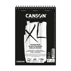 CANSON XL Dessin Black Sketchbook A5 - 150 g/m², 30 Sheets