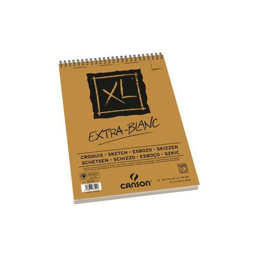 CANSON XL Extra Blanc Sketchbook, 90 g/m², A5, 60 Sheets, Spiral Binding