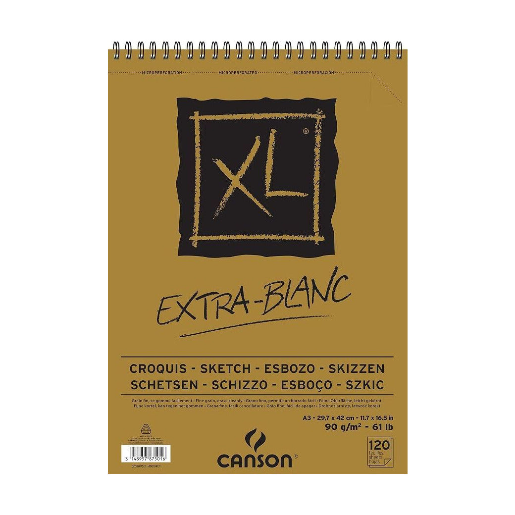 CANSON XL Extra Blanc Sketchbook A3 90 g/m² - 120 Sheets Top Spiral