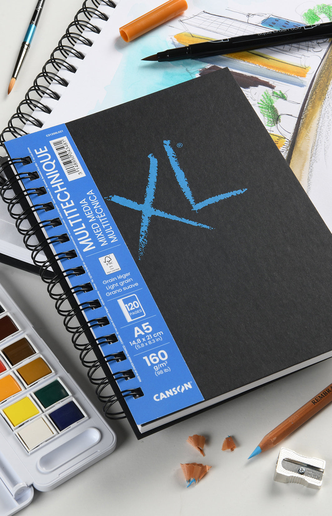 Canson XL Mix Media Textured A5 Glued Pad, 300 g/m², 68 Sheets