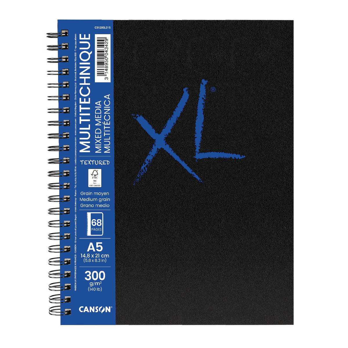 CANSON XL Mix Media Textured Glued Pad A5, 300 g/m², 68 sheets