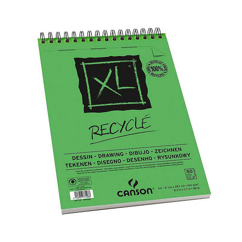 CANSON XL Recycle Sketchbook, 160 g/m², A3, 50 Sheets, Spiral Binding