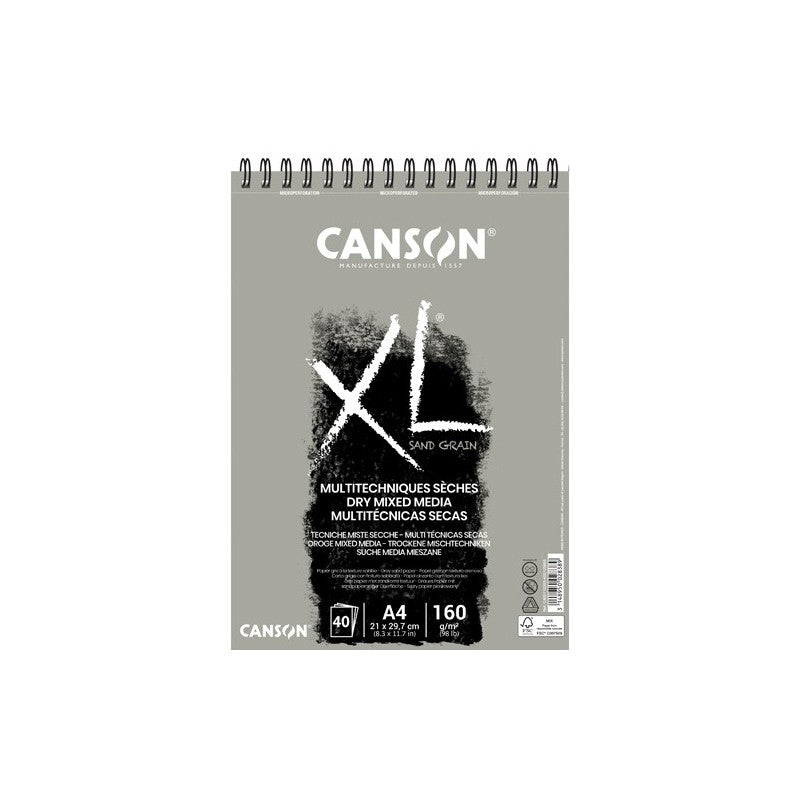 CANSON XL Touch Gray Sketch Pad, 160 g/m², A4–A3, 40 Sheets