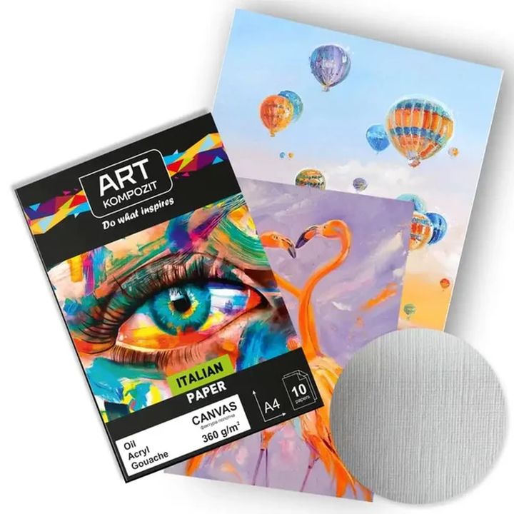 Canvas-Textured Paper Pad A4, 10 Sheets, 360 g/m²
