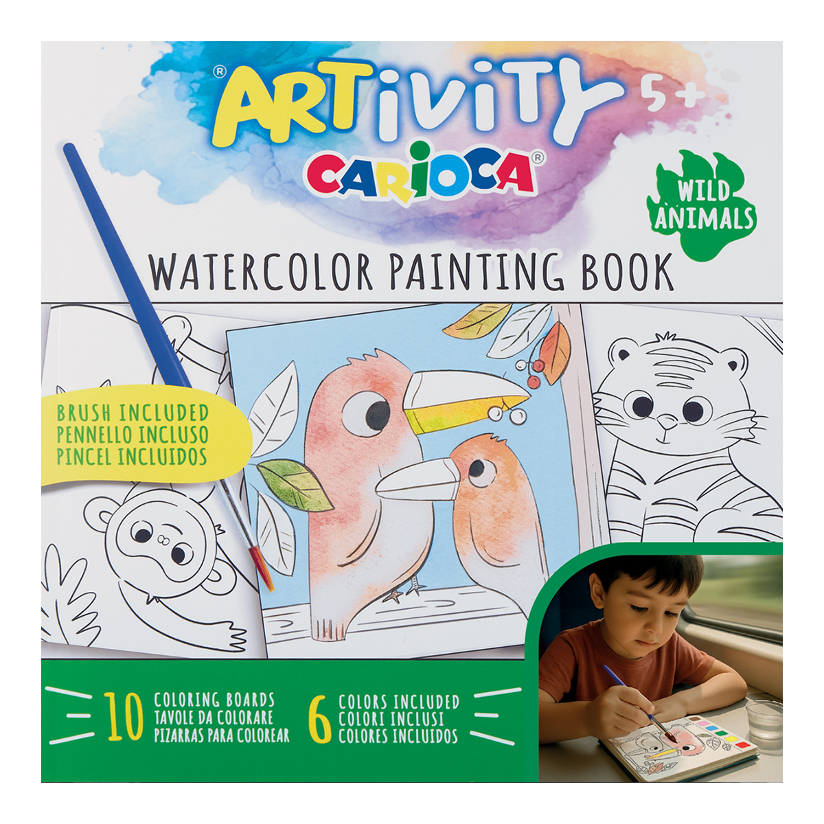 Carioca ARTivity Watercolor Coloring Books – Wild Animals, 5+