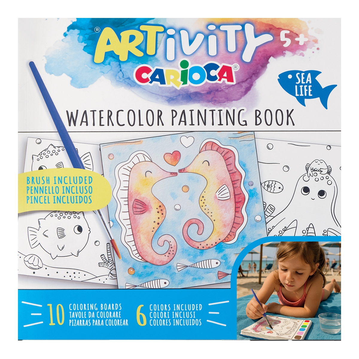 Carioca ARTivity Watercolor Coloring Books – Marine Life, 5+