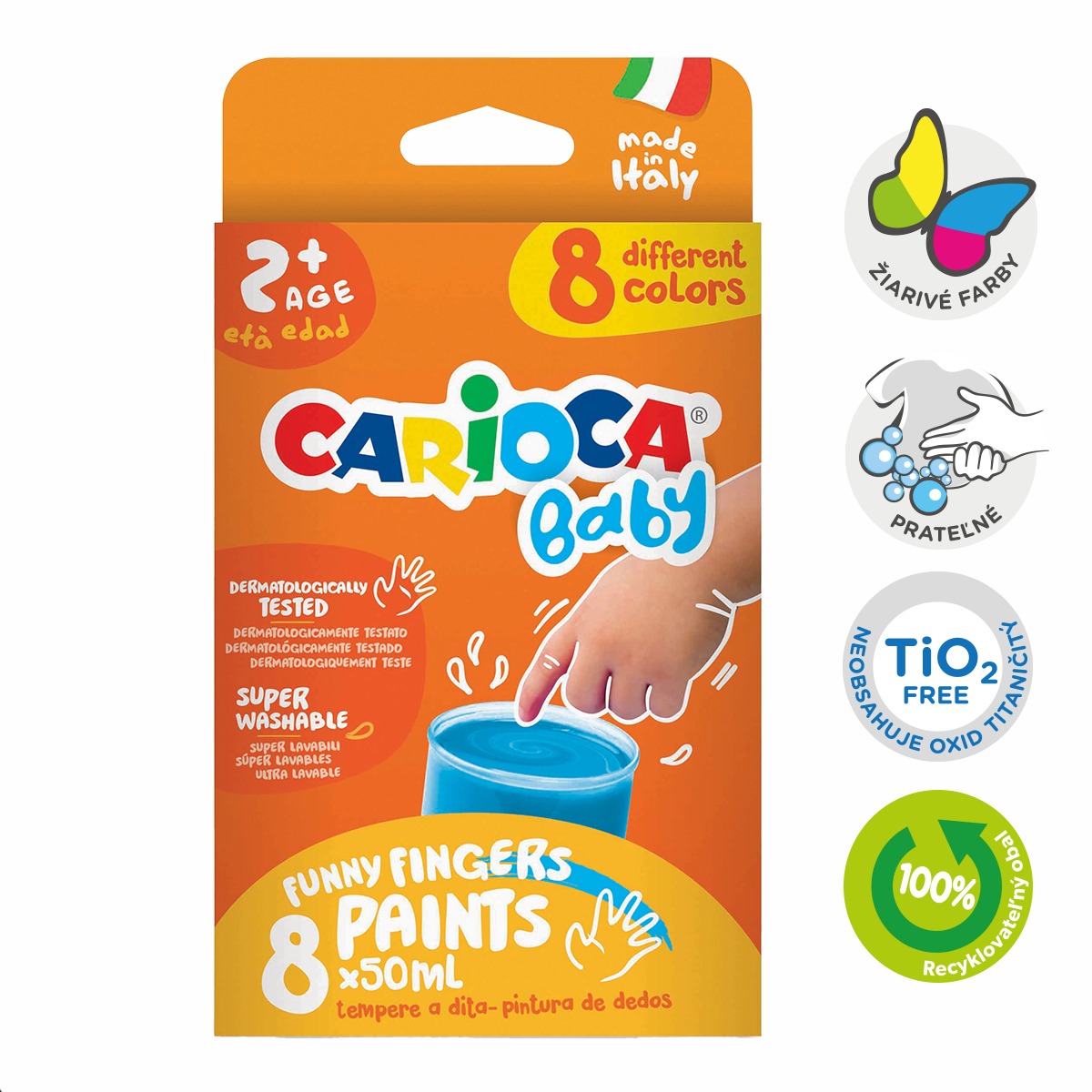 Carioca Baby 2+ Finger Paints, 8 × 50 ml