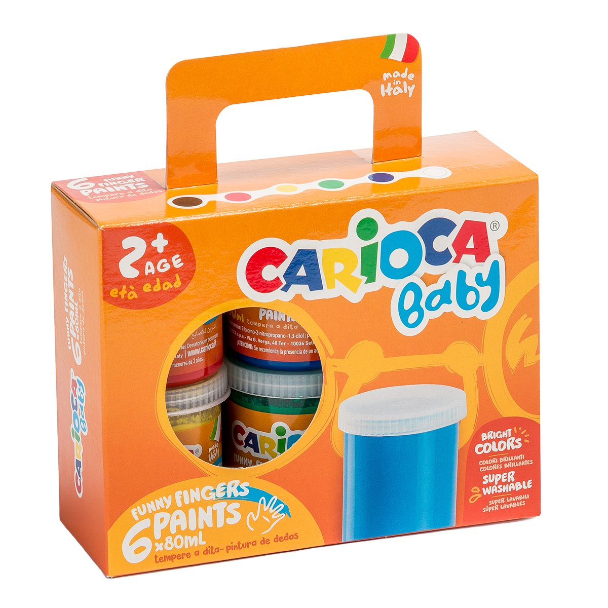 Carioca Baby 2+ Finger Paints in Paper Case - 6 x 80 ml