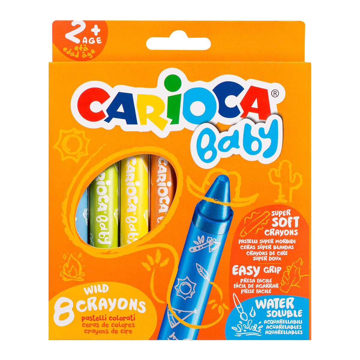 Carioca Baby Wild 2+ Wax Crayons, set 8 pcs