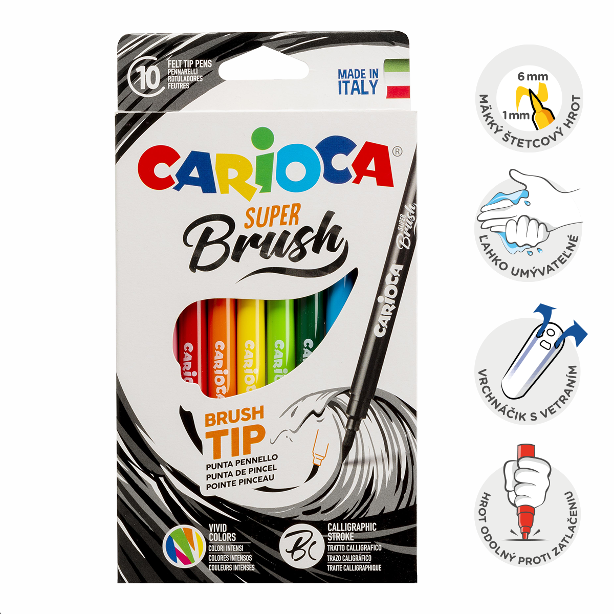 Carioca Brush Markers with Brush Tip / set of 10 pcs
