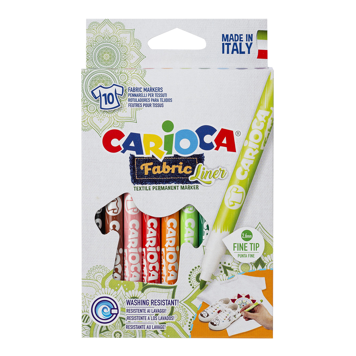 Carioca Fabric Markers Fine Tip - Set of 10