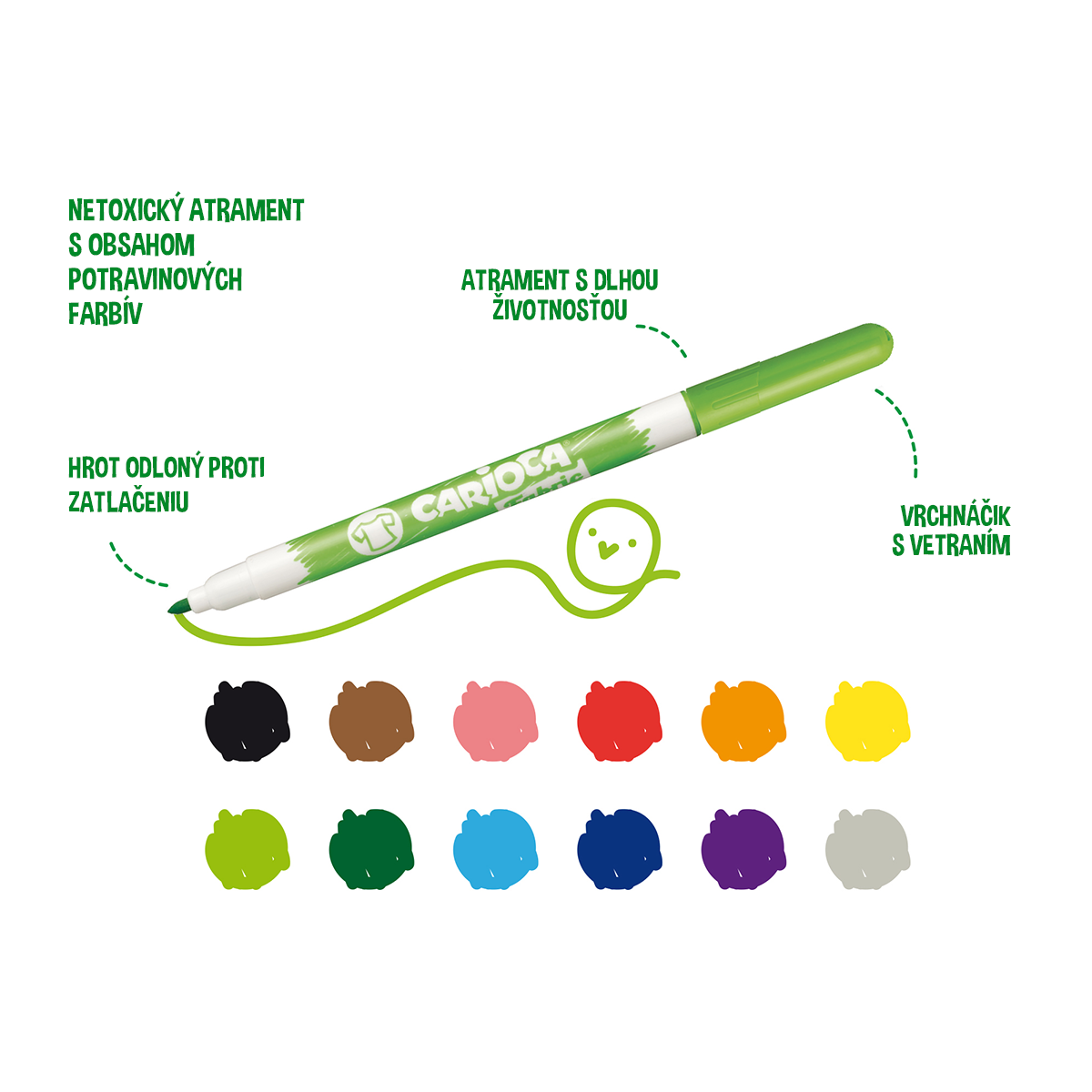Carioca Fabric Markers Fine Tip - Set of 10