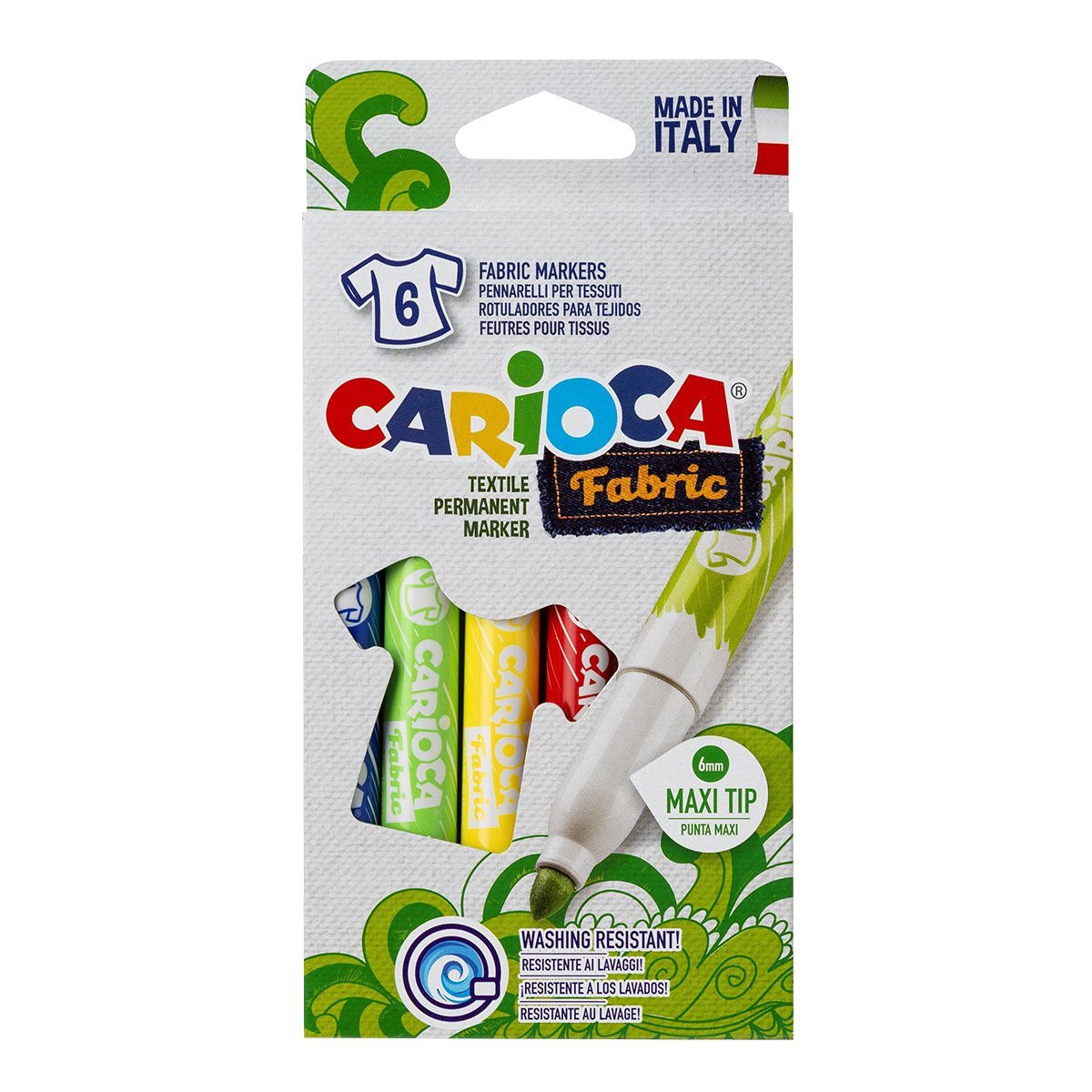 Carioca Fabric Markers with Maxi Tip, Assorted Colors