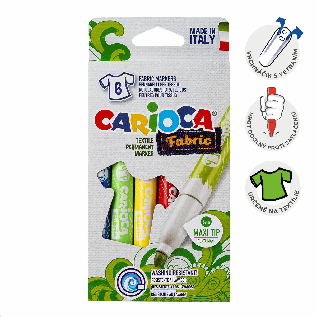 Carioca Fabric Markers with Maxi Tip, Assorted Colors